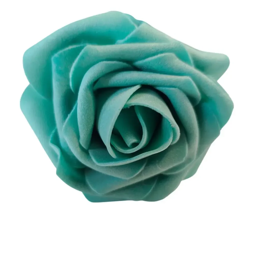 Teal Foam Roses Artificial Flowers 24pc 3in Wedding Craft Floral Stems 10in